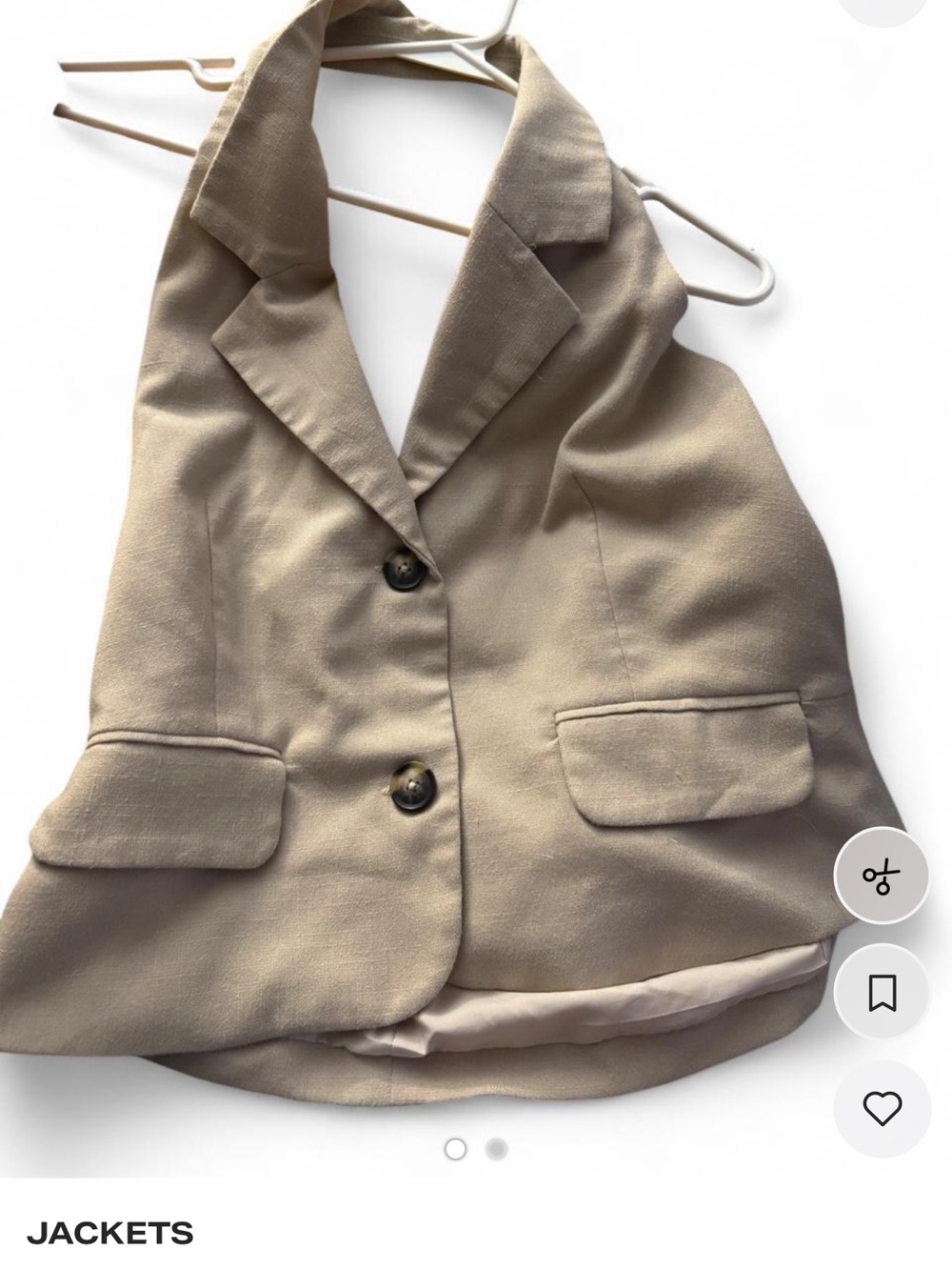 Versona Tan Notch Collar Vest with Front Pockets